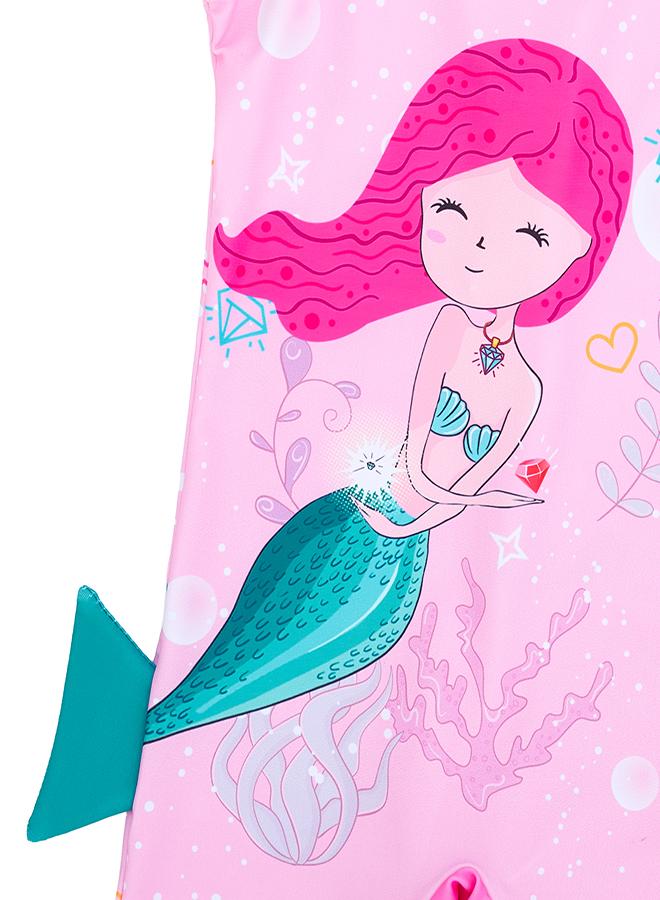 بيبي كلو طقم سباحة بناتي وردي حورية البحر قطعتين مع قبعة - Image 4