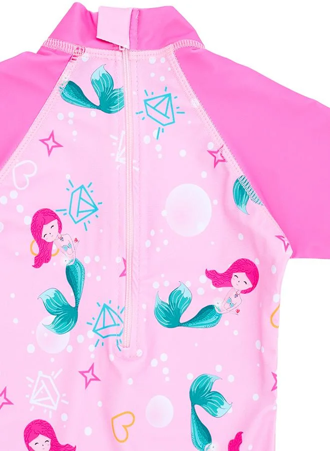 babyqlo Pink Mermaid 2 Pc Girls Swimsuit with Cap