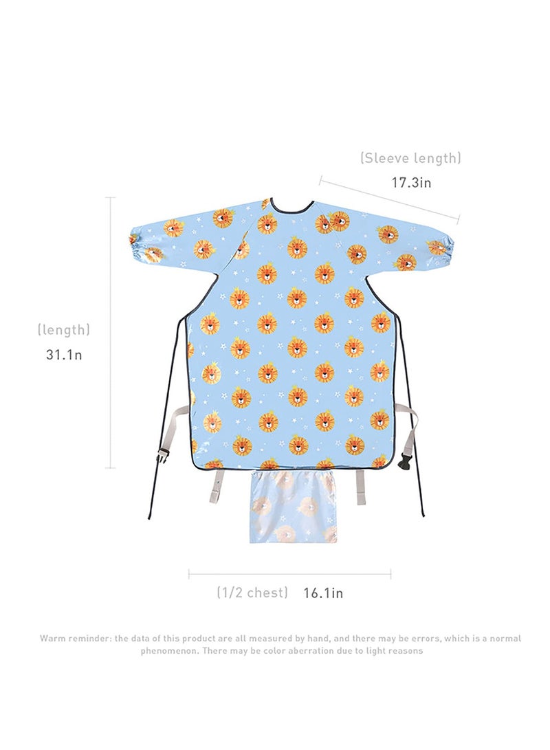 SYOSI Baby Weaning Bibs, Waterproof Anti Dirty Feeding Bib for Babies Eating, High Chair Shirt Bib for Baby Weaning Supplies(Blue Lion) - Image 3