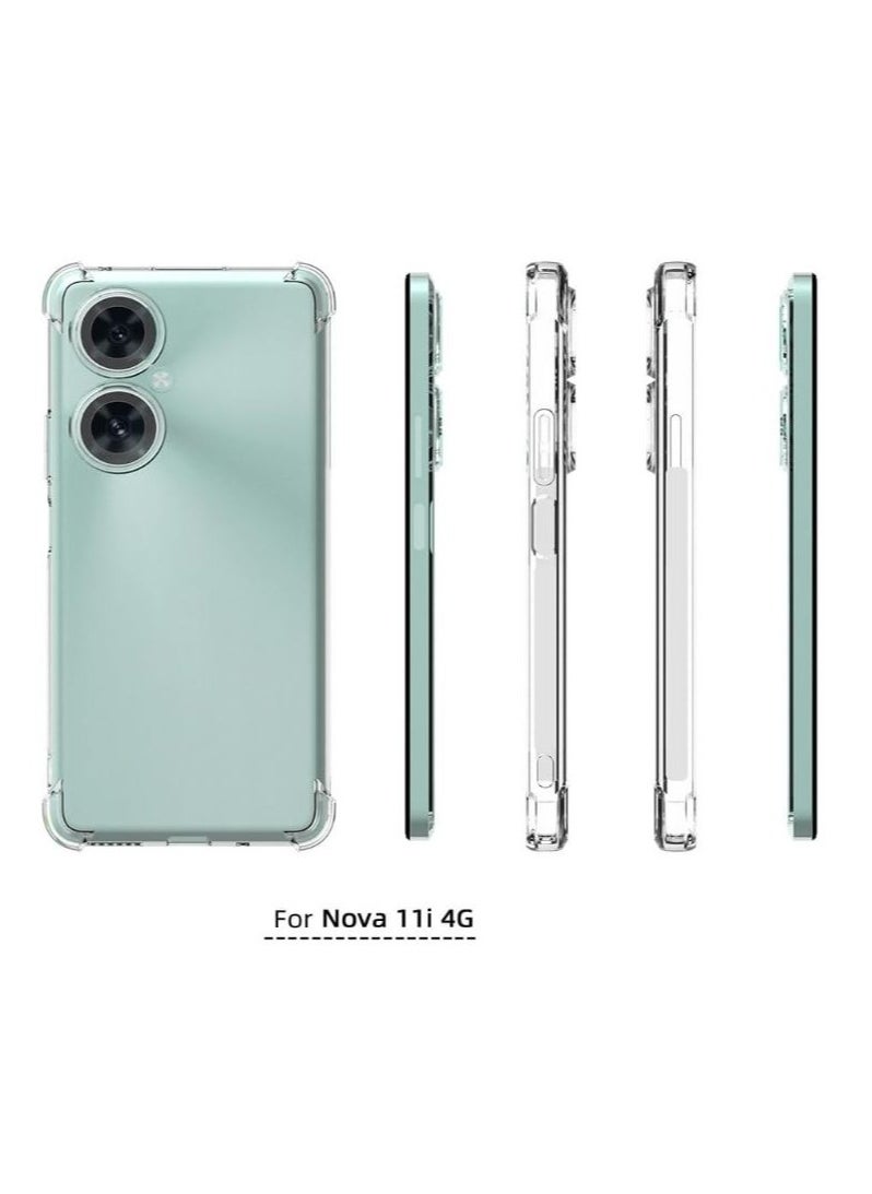 Generic - For Huawei Nova 11i Shockproof Silicone Back Defender Cover , Defender Corners and Semi Transparent Back Compatible With Huawei Nova 11i (6.8') (Clear) - Image 1