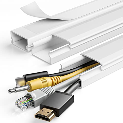 Yecaye TV Cord Hider, 42in Cord Cover, Large Cable Hider, Wire Covers for 4 Cords, Cable Raceway Wire Hider, Wire Hiders for TV on Wall, Cable Cover Cord Concealer, W1.18in H0.6in, White - Image 1
