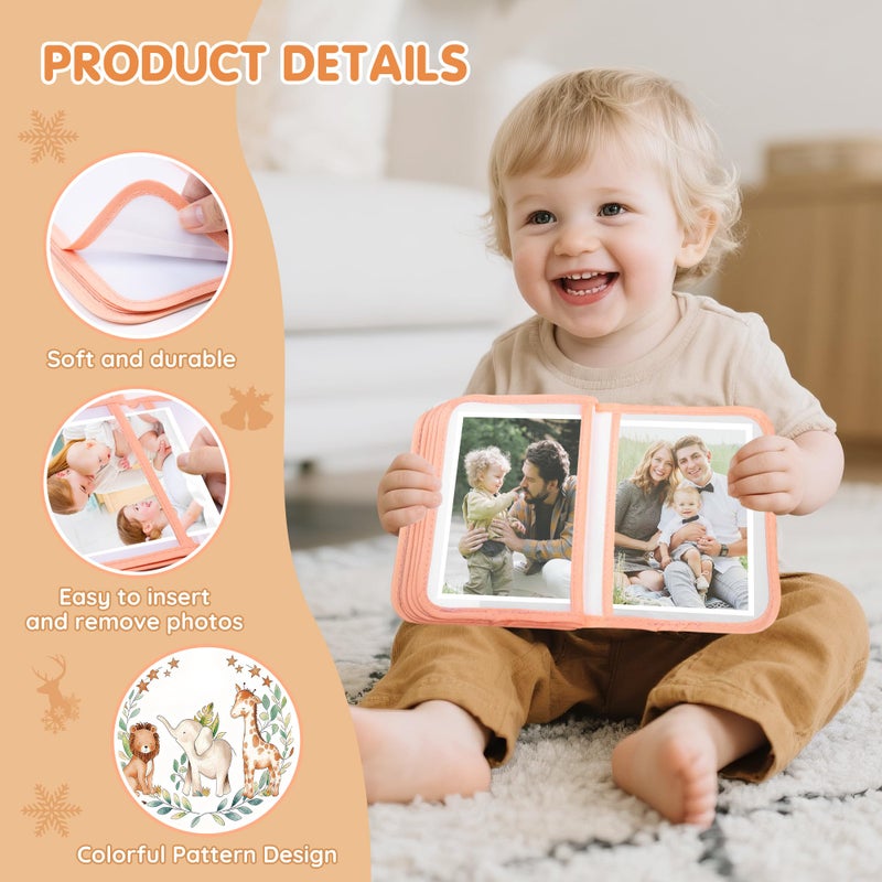 AKAYOK My First Photo Album for Baby, Safari Animals Baby Photo Album | Holds 17 Pictures, Baby Memory Book with Star Hook & Baby Mirror, Portable Photo Albums 4x6 Pictures for Wedding Family Baby Travel - Image 3