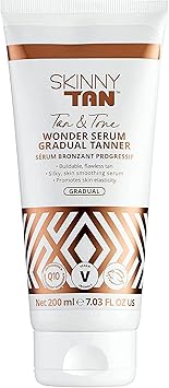 Skinny Tan Skinny Tan Tan Tone Wonder Serum Gradual Streak Free Gradual Fake Tan Buildable Fake Tan with Youth Boosting Q10 Vitamin E Vegan Cruelty Free Skincare 200ml - Image 1