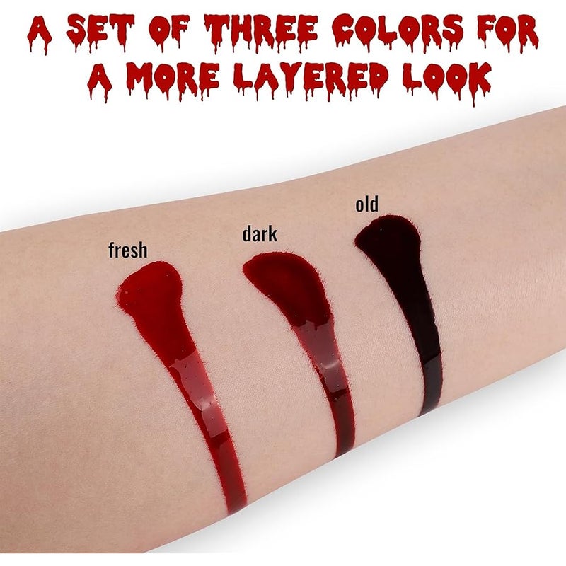 بوبيزوكا Artificial Blood Set of 3 - Fake Blood Dripping Realistic, Washable and Safe for Carnival, Film, Theatre, Mischief, Simulated Wounds - Image 2