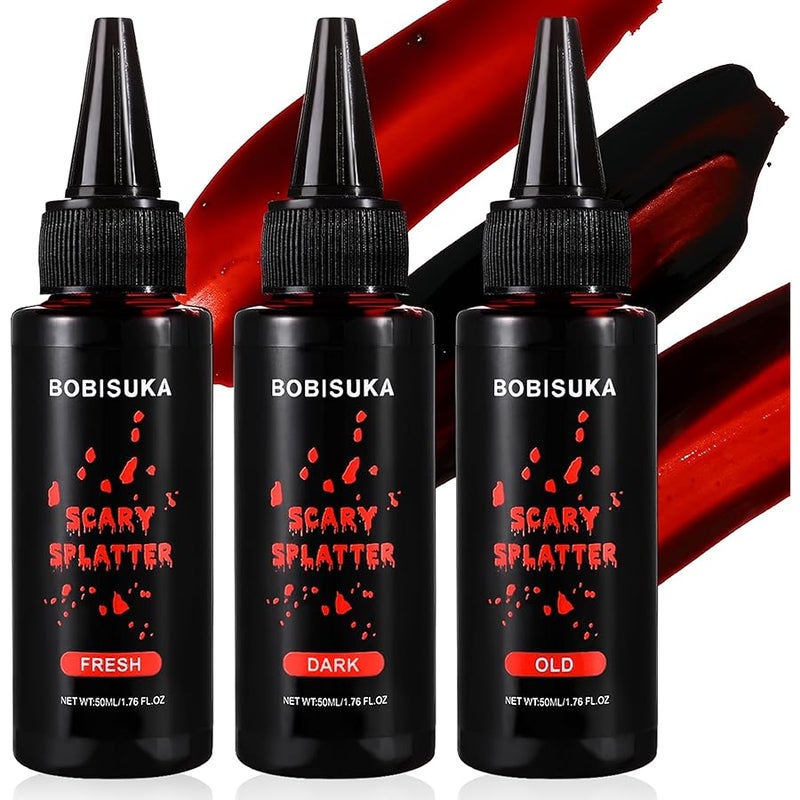 بوبيزوكا Artificial Blood Set of 3 - Fake Blood Dripping Realistic, Washable and Safe for Carnival, Film, Theatre, Mischief, Simulated Wounds - Image 1
