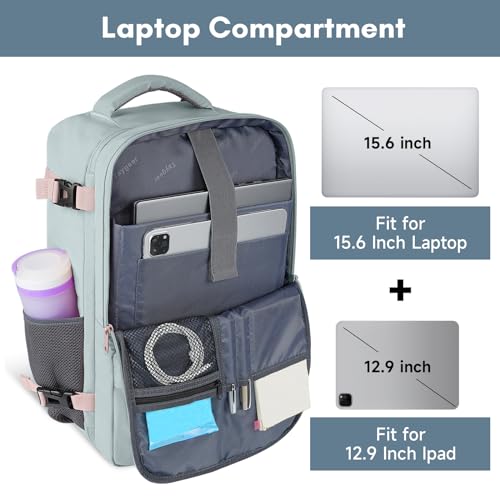 Taygeer Personal Item Backpack for Men Women, Travel Backpack Carry on Luggage Flight Approved with USB Charging Port & Shoe Pouch, Large Weekender Work Bag for Hiking Gift, Gray Powder - Image 5