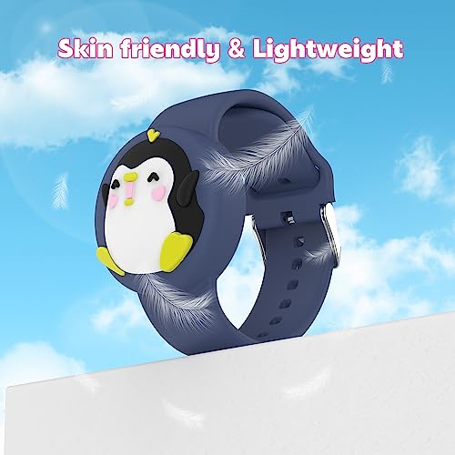 typecase Waterproof Air tag Bracelets for Kids (2 Pack) - Soft Silicone Hidden Air tag Wristband - Lightweight GPS Tracker Holder Compatible with Apple Airtag Band for Child (Penguin/Donut) - Image 5
