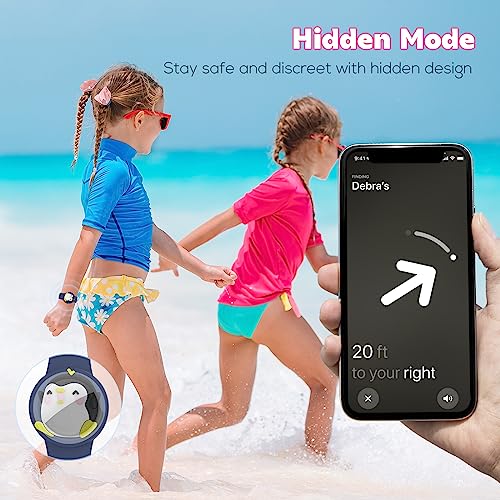 typecase Waterproof Air tag Bracelets for Kids (2 Pack) - Soft Silicone Hidden Air tag Wristband - Lightweight GPS Tracker Holder Compatible with Apple Airtag Band for Child (Penguin/Donut) - Image 3