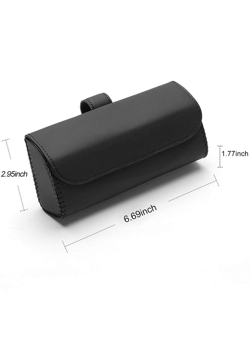 Universal Car Sunglass Holder, Car Sun Visor EyeGlasses Case Holders Leather Sunglasses Clip Storage Case, Auto Glasses Holder Protective Box Car Accessories to All Car Models(Black) - Image 4