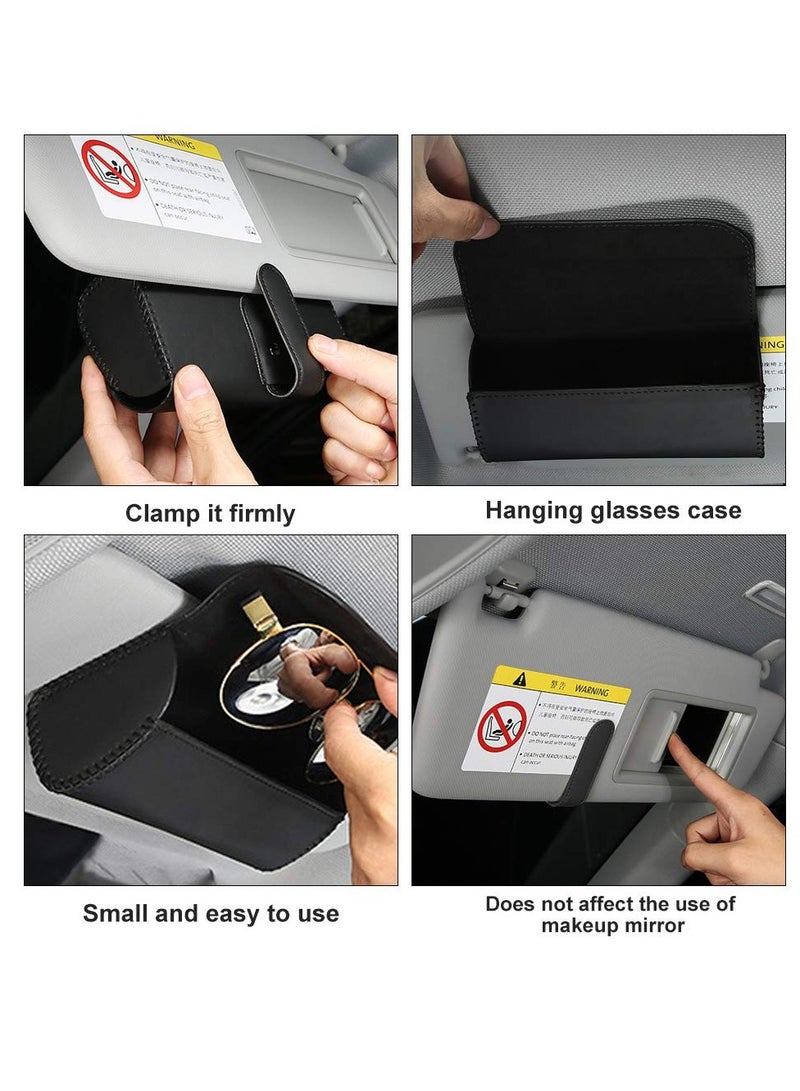 Universal Car Sunglass Holder, Car Sun Visor EyeGlasses Case Holders Leather Sunglasses Clip Storage Case, Auto Glasses Holder Protective Box Car Accessories to All Car Models(Black) - Image 5