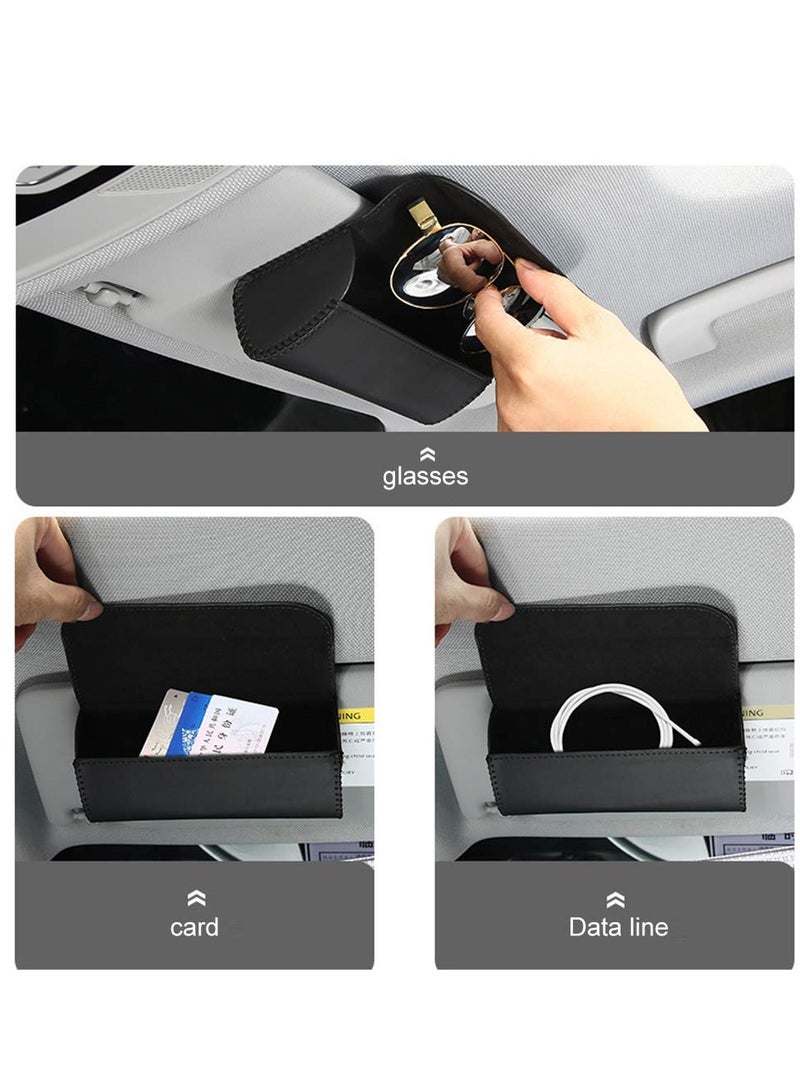 Universal Car Sunglass Holder, Car Sun Visor EyeGlasses Case Holders Leather Sunglasses Clip Storage Case, Auto Glasses Holder Protective Box Car Accessories to All Car Models(Black) - Image 3