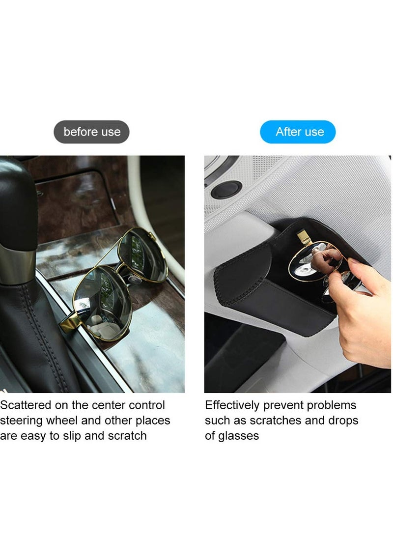 Universal Car Sunglass Holder, Car Sun Visor EyeGlasses Case Holders Leather Sunglasses Clip Storage Case, Auto Glasses Holder Protective Box Car Accessories to All Car Models(Black) - Image 2