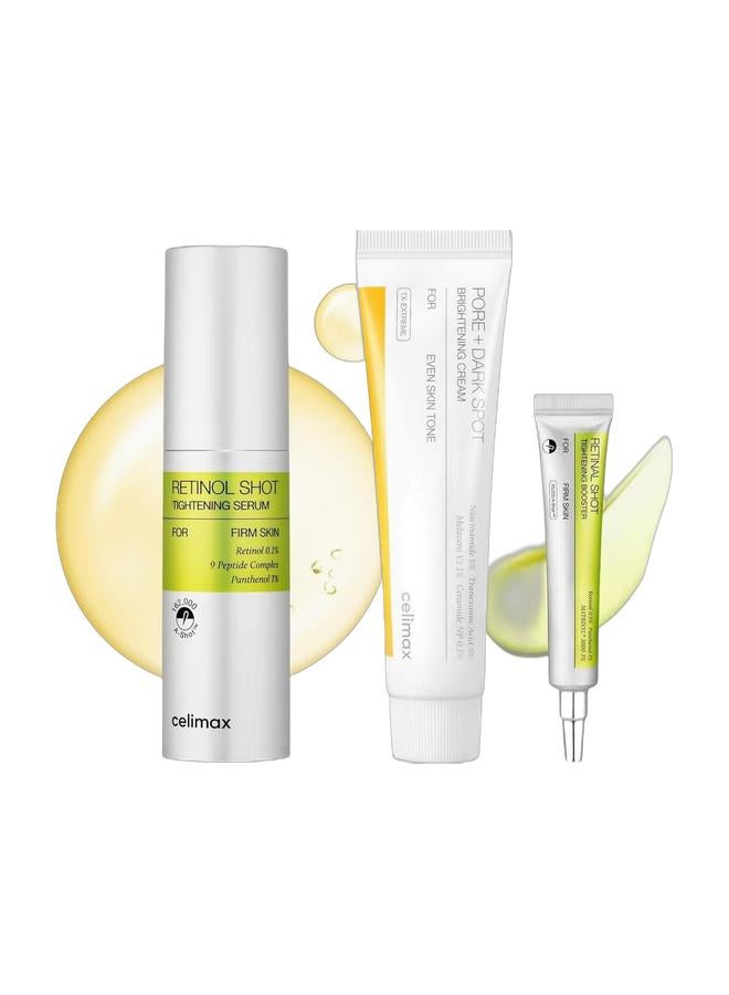 سيليماكس مجموعة سيروم سيليماكس ريتينول شوت لشد البشرة مع كريم تفتيح البقع الداكنة (عبوة من 3 قطع) - Image 1