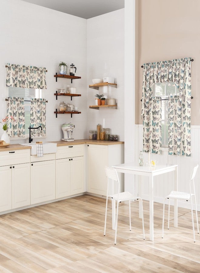 No. 918 Magdalena Crushed Sheer Voile Rod Pocket Kitchen Curtain Swag Pair, 56" x 38", Blue - Image 3