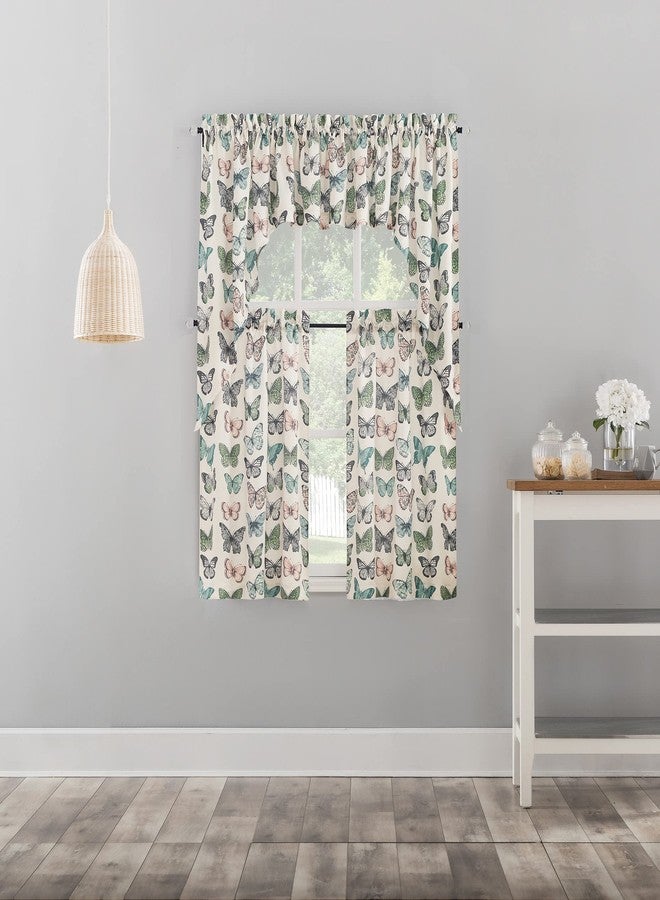 No. 918 Magdalena Crushed Sheer Voile Rod Pocket Kitchen Curtain Swag Pair, 56" x 38", Blue - Image 4
