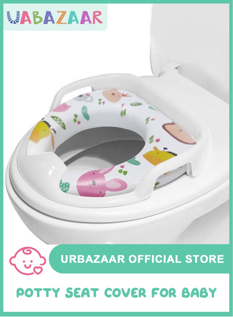 أوربازار مقعد مرحاض لتدريب الأطفال على استخدام النونية، مزود بمقابض وواقي من الرذاذ. مقعد مرحاض آمن ومضاد للانزلاق للأطفال الصغار من الجنسين (تصميم غزال). - Image 1