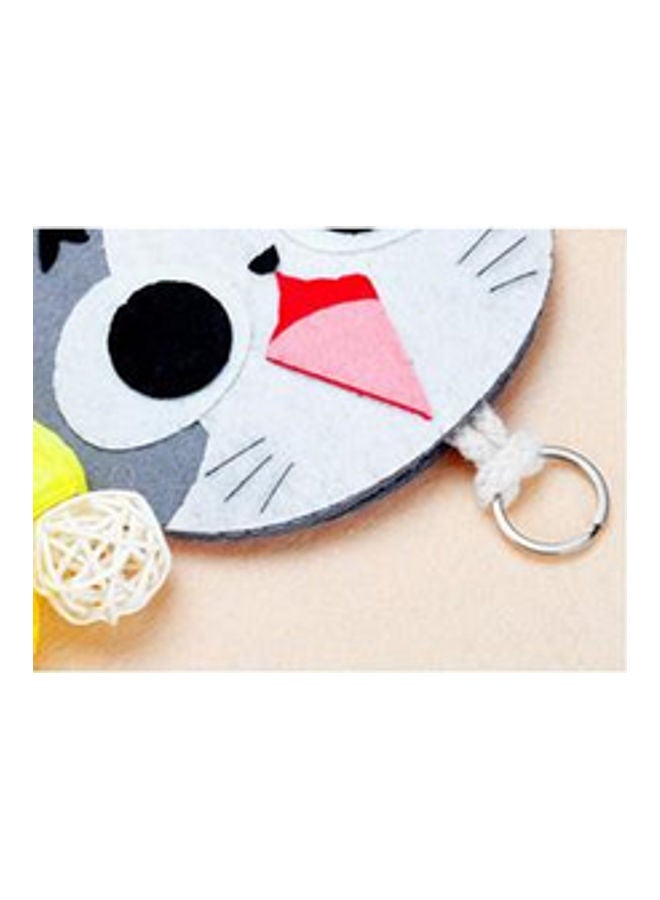 NIBEMINENT Handmade Fabric Cartoon DIY Key Case Grey/White/Black - Image 3