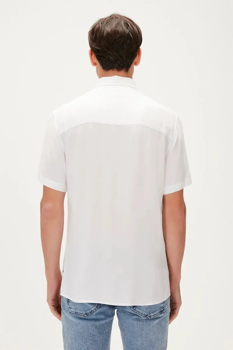 باد بير Simple Men's Short Sleeve Shirt White 23.01.30.004 L - White