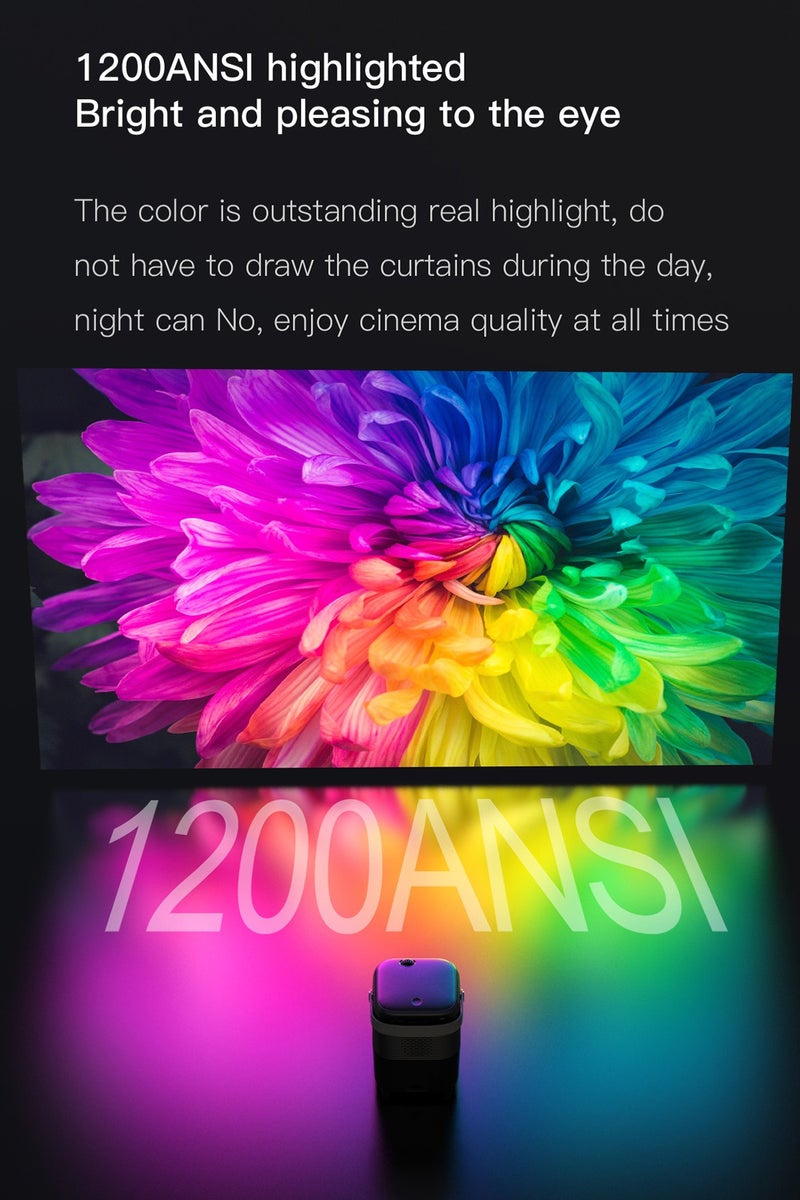 فيكوشا 【VIKUSHA V890】بروجيكتور أسود 1200 لومن ANSI + 1080P دقة عالية حقيقية! واي فاي مزدوج النطاق 5G بلوتوث، حول تخييمك أو منزلك إلى سينما في ثوانٍ! - Image 3