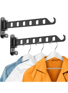 KASTWAVE Wall Mounted Clothes Hanger with Swing Arm, Laundry Room Dryer Rack, Folding Valet Hook, Sturdy Hanging, Foldable 180°Rotation, Solid Aluminum (2-Pack, Black)  - Image 1