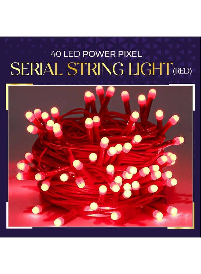 Lexton 40 LED Power Pixel Serial String/Fairy Light | Plug Sourced | Suitable for Home & Outdoor Decoration, Diwali, Christmas, Ramadan, Wedding, Party, Festival (Pack of 50, Red) - Image 3