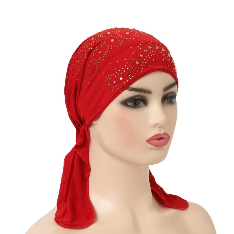 Fashion Crystal Hemp Drilling Ear Cap African Wrap Head Scarf Arab Scarf Chemotherapy Cap H088 - Image 5