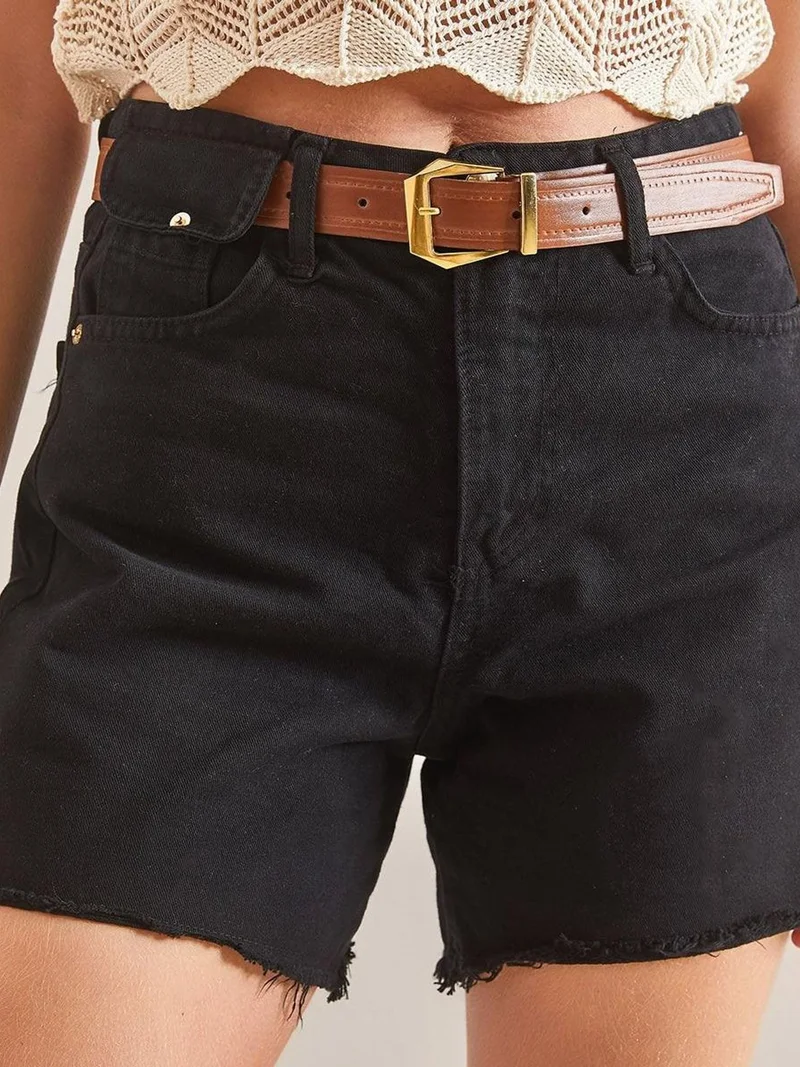 LUCCI Belted Denim Shorts