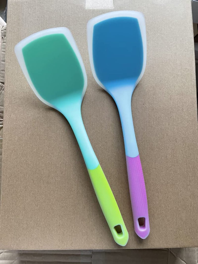 TASKHOUSE Cooking Turner Grater and Angled Front Edge Cooking Spatula with NonStick Heat Resistant Head Non Stick Kitchen Turner NonScratch Flexible Utensil for Burger Egg BakingPack of 2Blue - Image 3