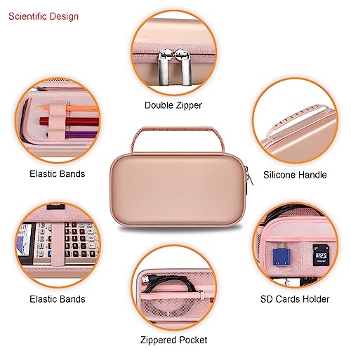 Elonbo Carrying Case for Texas Instruments TI-84 Evo/TI-84 Plus CE Evo Graphing Calculator, Extra Mesh Pocket Fits Charging Cable Charger Manual, Rose Gold - Image 4
