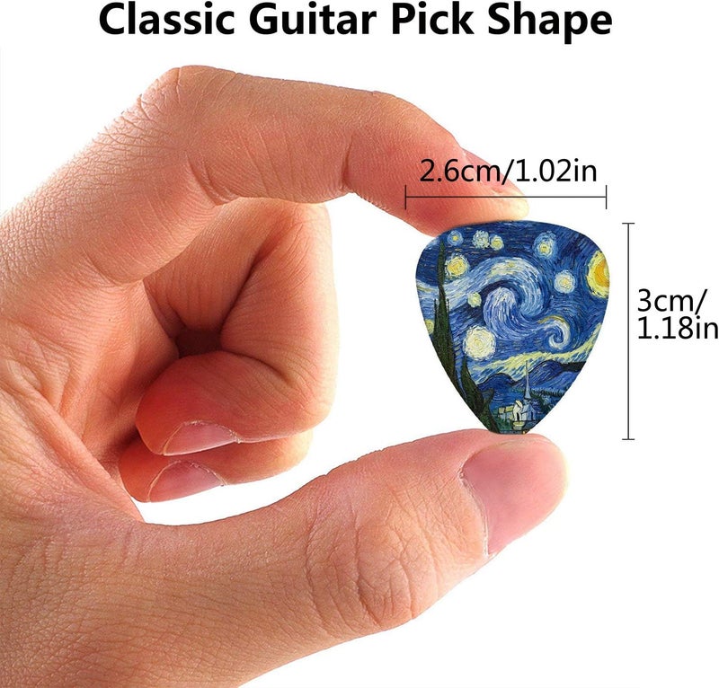 BestSounds Van Gogh 12 Pack Guitar Picks with Real Leather Picks Holder - Celluloid Medium Plectrums Unique Gifts For Guitarist - Image 4