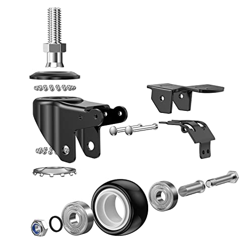 DICASAL 2" Stem Casters, Heavy Duty Swivel Stem Casters PU Foam Quite Mute No Noise Castors Markless Wheels Double Bearings and Locks Loading 300 Lbs Pack of 4 with Brake Black - Image 2