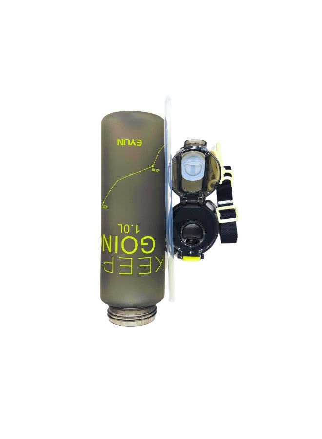 KEEP GOING زجاجة مياه رياضية من  - زجاجة مياه تريتان مانعة للتسرب وصحية، خالية من مادة BPA مع بلاستيك وسيليكون صالحين للطعام، مثالية للمكتب وصالة الألعاب الرياضية ومتينة للاستخدام اليومي (رمادي) - Image 2