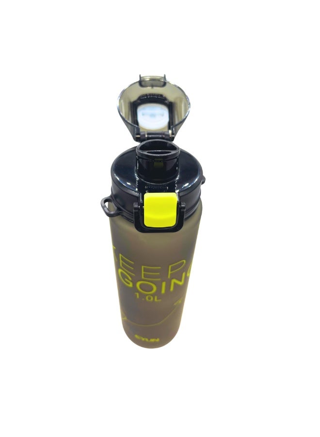 KEEP GOING زجاجة مياه رياضية من  - زجاجة مياه تريتان مانعة للتسرب وصحية، خالية من مادة BPA مع بلاستيك وسيليكون صالحين للطعام، مثالية للمكتب وصالة الألعاب الرياضية ومتينة للاستخدام اليومي (رمادي) - Image 3