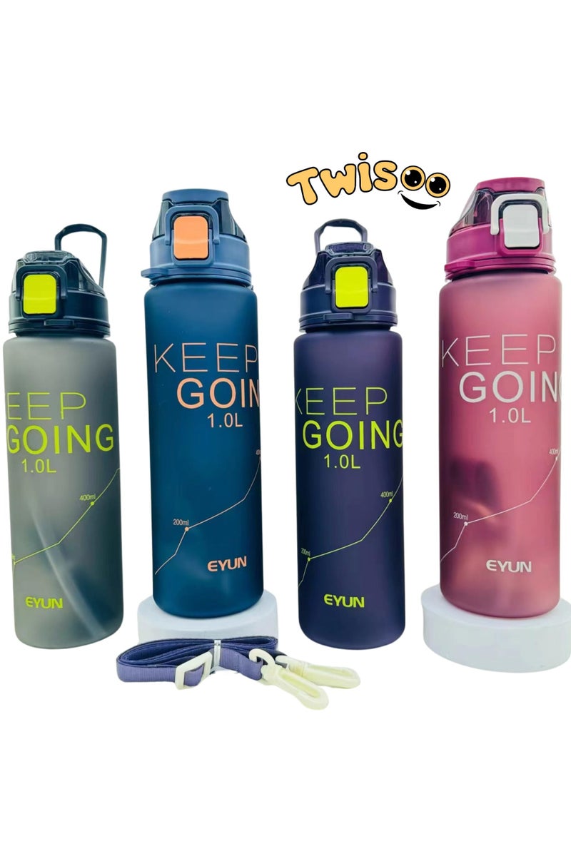 KEEP GOING زجاجة مياه رياضية من  - زجاجة مياه تريتان مانعة للتسرب وصحية، خالية من مادة BPA مع بلاستيك وسيليكون صالحين للطعام، مثالية للمكتب وصالة الألعاب الرياضية ومتينة للاستخدام اليومي (رمادي) - Image 5