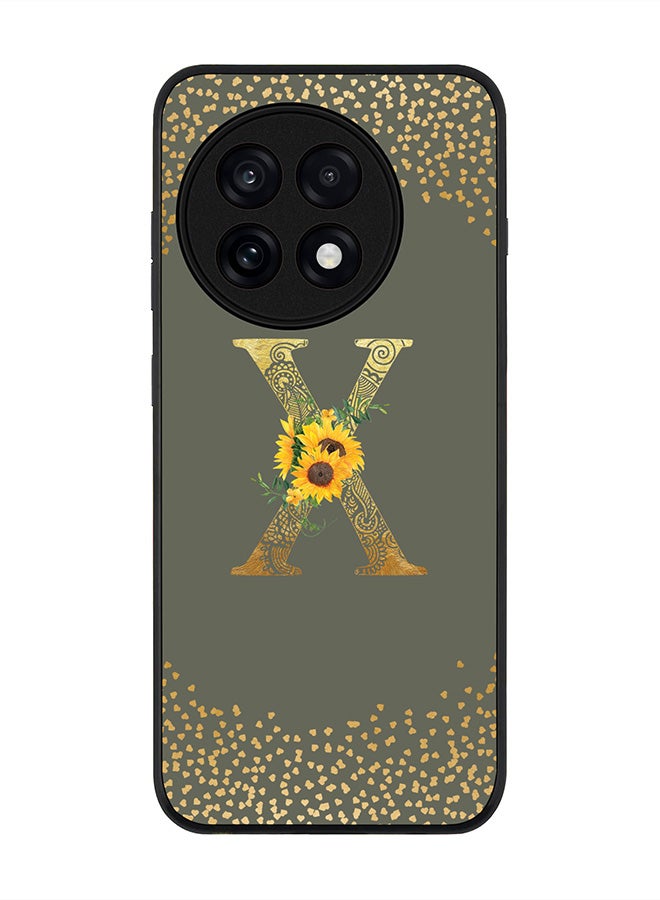 Stylizedd For OnePlus 13R / Ace 5 Pro Case,Slim fit Camera Protection, Shockproof Thin Phone cover  - Custom Floral Monogram - X  (Olive Green )
