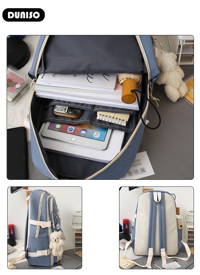 DUNISO 5 Pcs School Bags Set With Anti-Theft,School Backpack Set For Girls With Multiple Pockets ,Anime And Cartoon Schoolbag Set For New Semester Gifts ,Fashion Bookbag Set For Primary Elementary High School And Girls Kindergarten  - Image 3