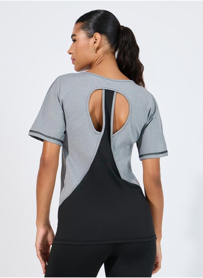 Styli Contrast Double Layer Open Back Top  - Image 1