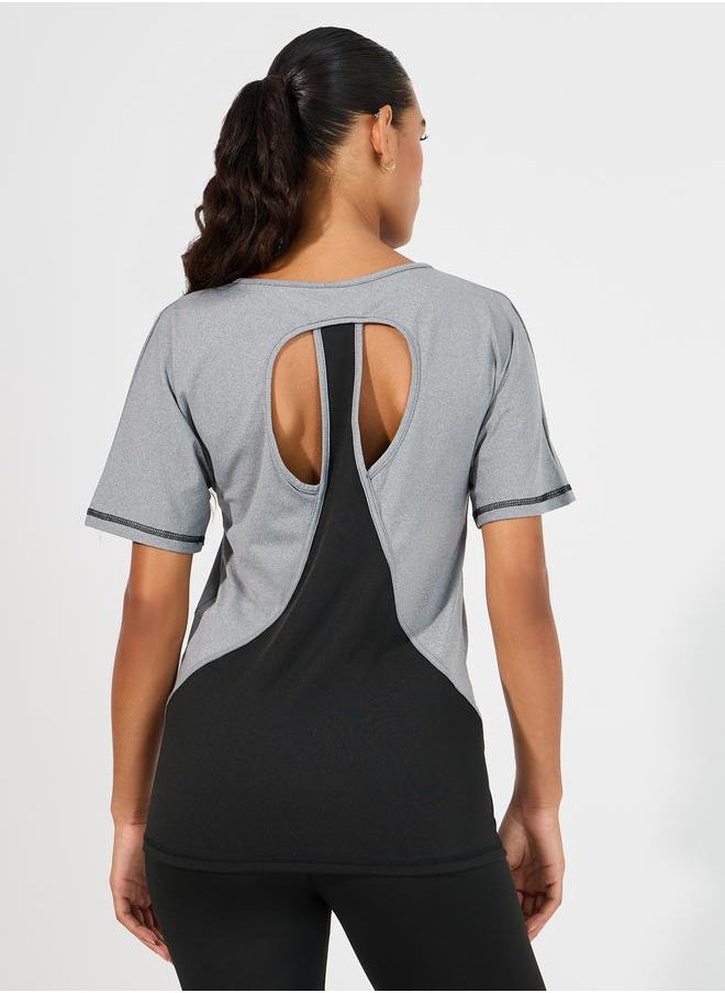 Styli Contrast Double Layer Open Back Top  - Image 5