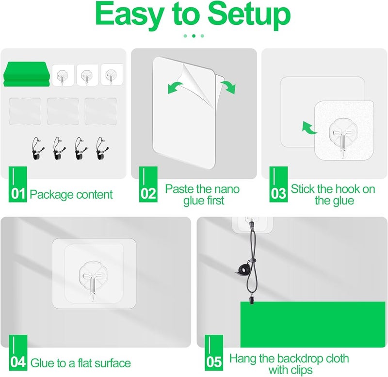 إيمارت خلفية شاشة خضراء من EMART، بحجم 2.6×3 متر أو 8.5×9.5 قدم، مثبتة على الحائط - Image 5