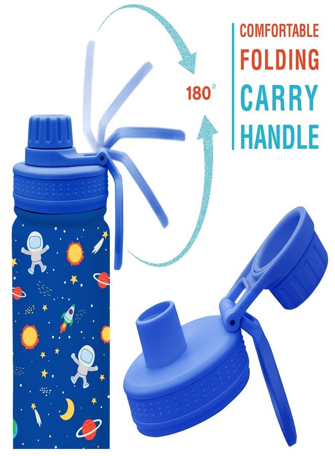 CHILLOUT LIFE 17 oz Kids Insulated Water Bottle for School with Leakproof Spout Lid and Cute Waterproof Stickers, Personalized Stainless Steel Thermos Flask Metal Water Bottle, Blue Space - Image 5
