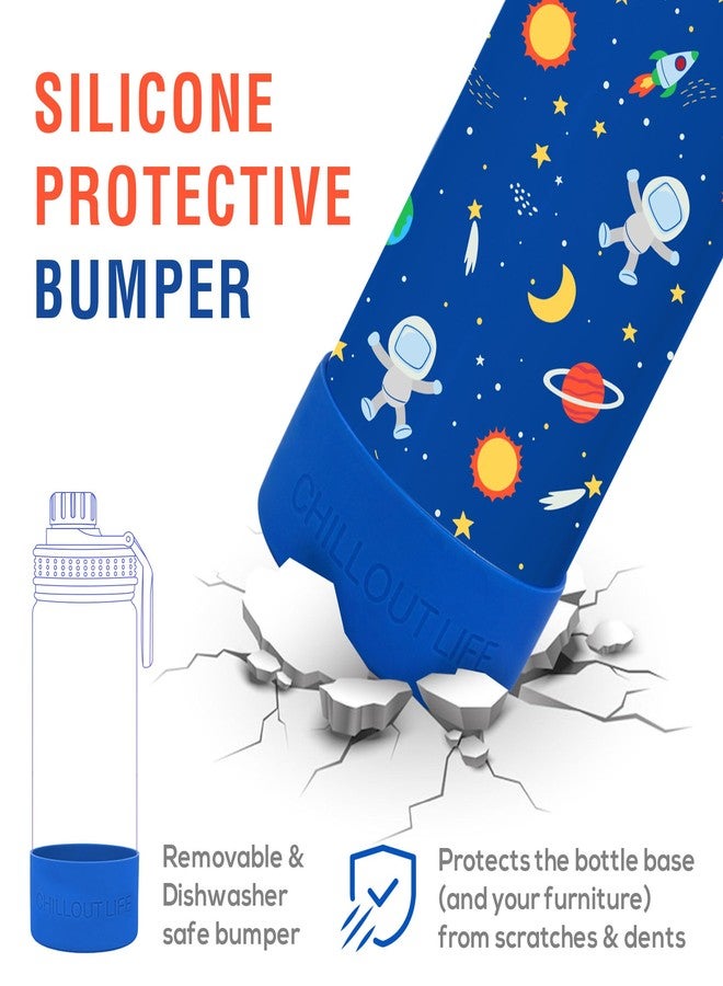 CHILLOUT LIFE 17 oz Kids Insulated Water Bottle for School with Leakproof Spout Lid and Cute Waterproof Stickers, Personalized Stainless Steel Thermos Flask Metal Water Bottle, Blue Space - Image 4