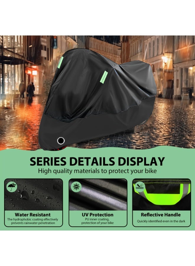 Bike Cover, Outdoor Waterproof Bicycle Covers Oxford Fabric Rain Sun UV Dust Wind Proof Motorcycle Covers with reflective stripe and Lock Hole for Mountain Road Electric bicycle, comes with storage bag - Image 5