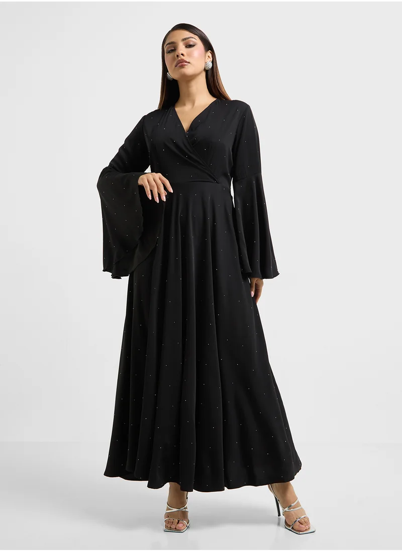 Khizana Dress With Flare Sleeve