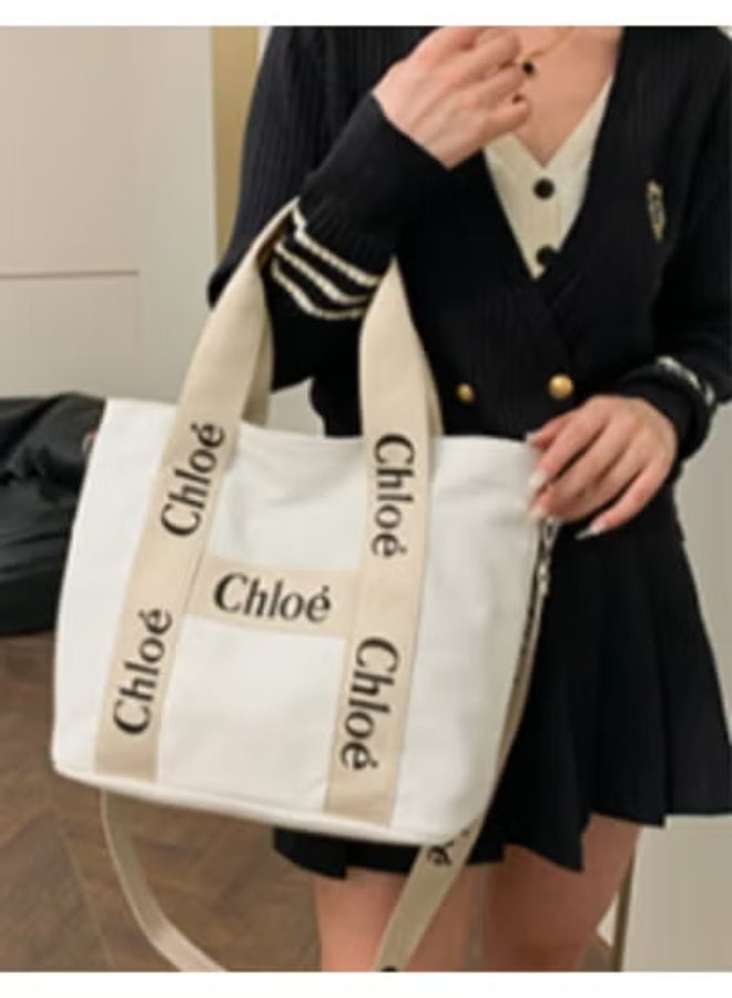 Chloe Chloé Canvas Tote：Logo - Emblazoned Straps, Minimalist Chic  40cm*29cm*15cm - Image 2