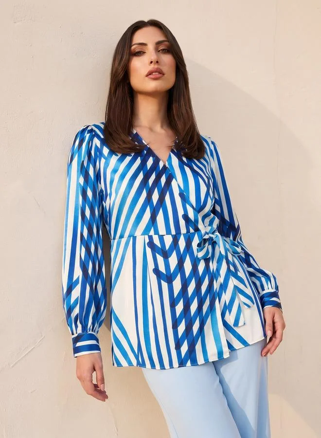 Iconic  Iconic Wrap Top with Print for Women | Best Price UAE