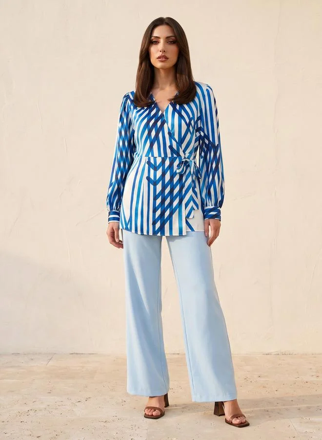 Iconic  Iconic Wrap Top with Print for Women | Best Price UAE
