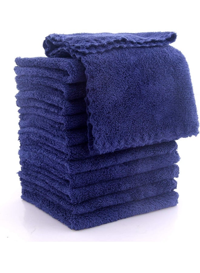 Spotted Play 12 Pack Baby Washcloths - Extra Absorbent and Soft Wash Clothes for Newborns, Infants and Toddlers - Suitable for Baby Skin and New Born - Microfiber Coral Fleece 12x12 Inches, Navy Blue - Image 2