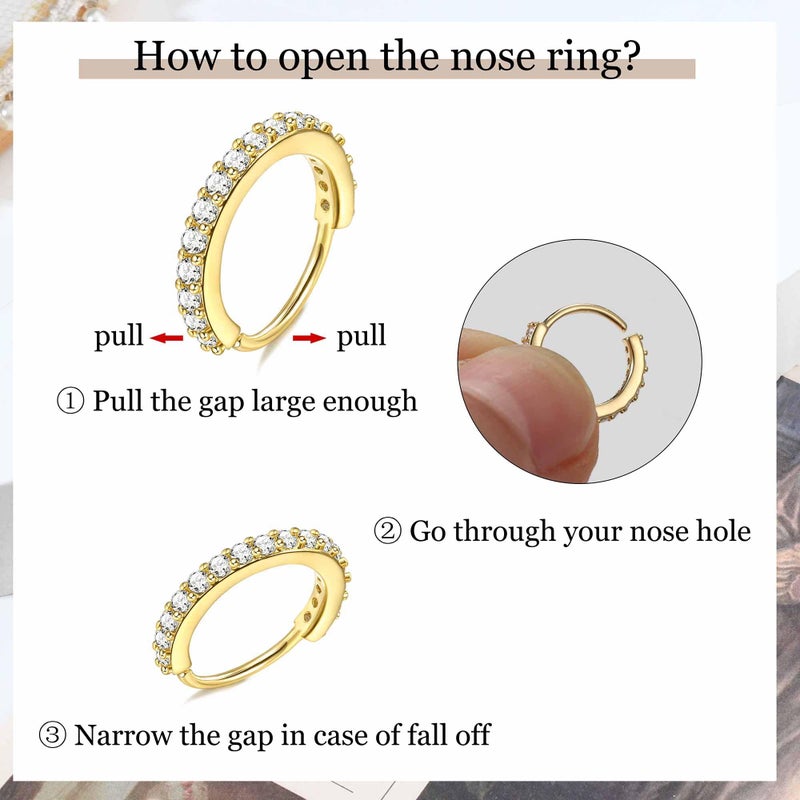 Besteel 14K Gold Filled Nose Ring Studs 20G Nose Rings Hoops Stud 316L Stainless Steel Nose Rings Round CZ Heart L Shaped Nose Stud Hypoallergenic Nostril Piercing Jewelry for Women Men 10Pcs - Image 5