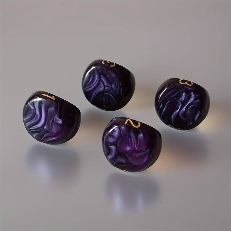 4pcs Black D3 Unique Pearl Pattern Multi Faceted Dice With High Brightness Creative 3 Sided Numbers 1 2 3 For Gaming Role Playing Board Games Party Entertainment And Holiday Gifts - Image 2