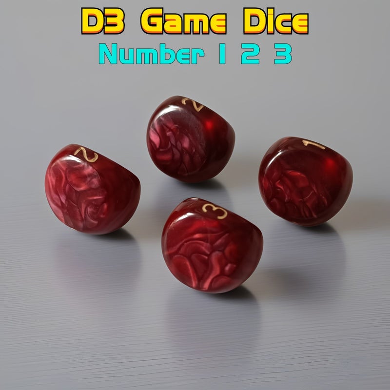 4pcs Black D3 Unique Pearl Pattern Multi Faceted Dice With High Brightness Creative 3 Sided Numbers 1 2 3 For Gaming Role Playing Board Games Party Entertainment And Holiday Gifts - Image 3